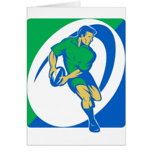 Joueur de rugby courant et passant la boule