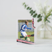 Joueur de soccer carte de commerce gris clair roug (Debout devant)