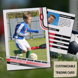 Joueur de soccer carte de commerce gris clair roug