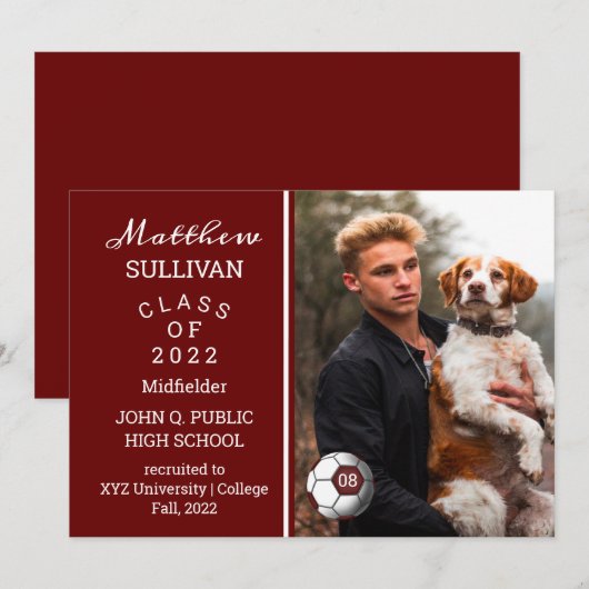 Joueur de soccer Faire-part d'obtention d'un diplô (Devant / Derrière)