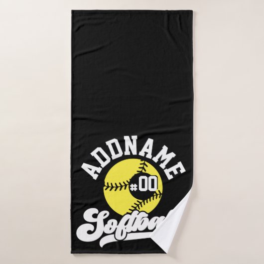 Joueur de softball personnalisé AJOUTER LE NOM Équ (Serviette de bain)
