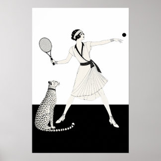 Joueur de tennis Art Déco vintage