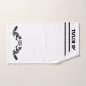 Joueur de tennis d'écureuil noir et blanc avec tex (Serviette à main)