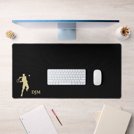 Joueur de tennis d'or Silhouette Monogramme sur no (Bureau 1)