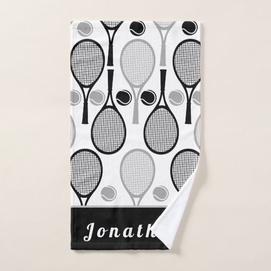 Joueur de tennis moderne noir et gris entraîneur N (Serviette à main)