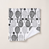 Joueur de tennis moderne noir et gris Nom de l'ent (Gant de toilette)