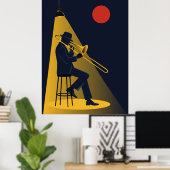 Joueur de trombone de jazz Impression | Milieu du (Bureau à domicile)
