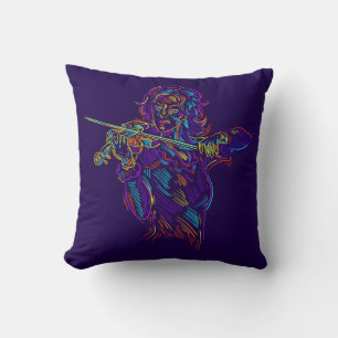 Joueur de violon Abstrait Neon Dessin Jeu Oreiller