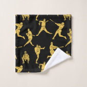 Joueurs de baseball Sports Batter Catcher Or Noir (Gant de toilette)