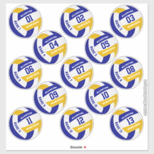 joueurs noms bleu or volleyball 3 pouces stickers