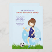 Joueuse de soccer Invitation de fête d'anniversair (Devant / Derrière)