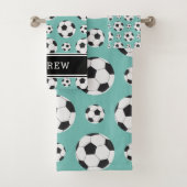 Joueuse de soccer turquoise boules Motif enfant ga (En situation)