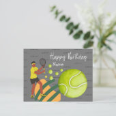 Joueuse de tennis jouant sur carte postale Joyeux (Debout devant)