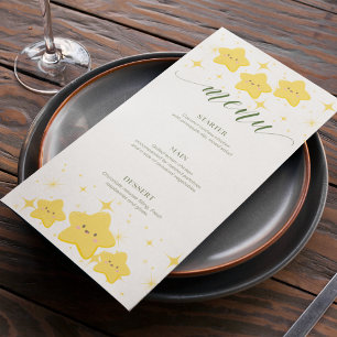 Joueuse étoile jaune menu de fête carte plate