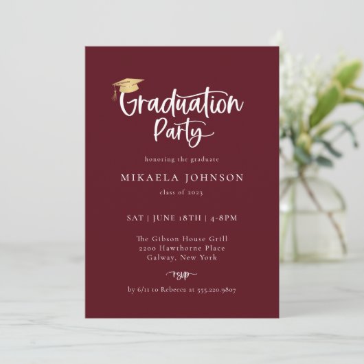 Joueuse Script Graduation Party Photo Invitation (Debout devant)