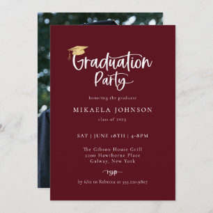Joueuse Script Graduation Party Photo Invitation