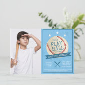 Jouons au baseball Anniversaire Photo Invitation (Debout devant)