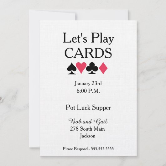 Jouons aux cartes Pot Luck Supper Invitation (Devant)