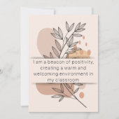 Jour 8 Affirmation de l'enseignant Carte quotidien (Devant)