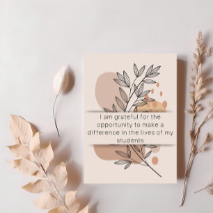 Jour 9 Affirmation de l'enseignant Carte quotidien