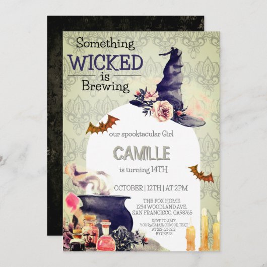 Jour d'anniversaire Rustique halloween Invitation (Devant / Derrière)