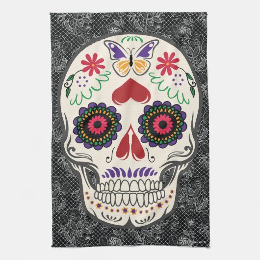 Jour de crâne de sucre de l'art mort de serviette (Vertical)