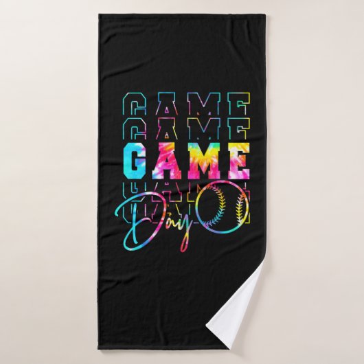 Jour de jeu Neon Tie Dye Retro Softball Baseball (Serviette de bain)