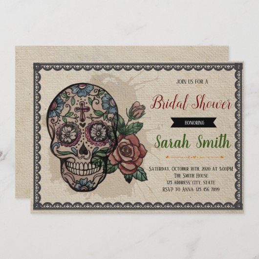 Jour de la douche nuptiale morte 3 invitation (Devant / Derrière)