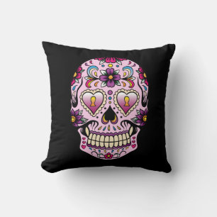 Jour de la mort Coussin crâne sucre rose