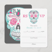 Jour de la mort crâne de sucre cartes RSVP 3,5" x (Devant / Derrière)