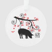 Jour de l'an chinois Cochon et fleurs (devant)