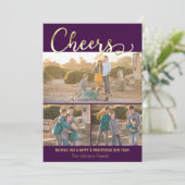 Jour de l'an Purple Gold Carte photo (Debout devant)