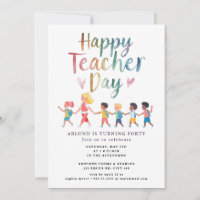 Jour de l'enseignant heureux Invitation anniversai