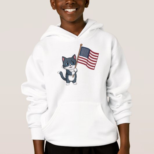 Jour de l'Indépendance Chat Gris Drapeau Américain (Devant)
