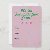 Jour de l'investiture Pink Green Invitation (Dos)