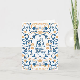 Jour de Mariage Avec Amour, Carte d'Art Populaire,