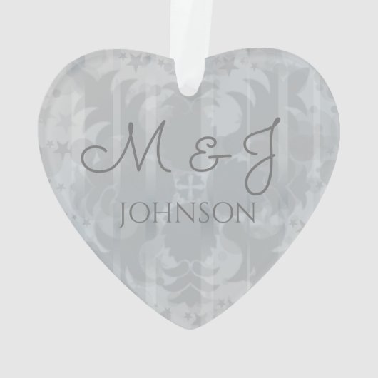 Jour de mariage gris argenté Coeur décoratif perso (dos)