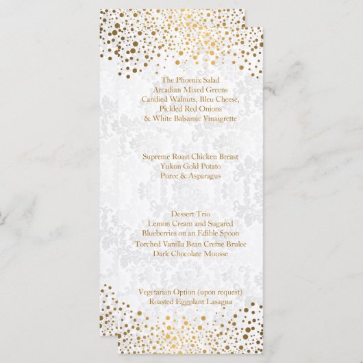 Jour de Mariage Tendance Points Dorés - Menu (Devant / Derrière)