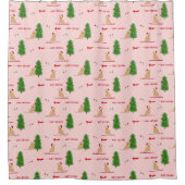 Jour de Noël d'or rideau de douche rose (Devant)