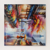 Jour de pluie coloré dans le Puzzle d'aquarelle de (Horizontal)