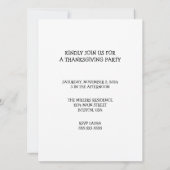 Jour de pluie sur une invitation de Thanksgiving (Dos)