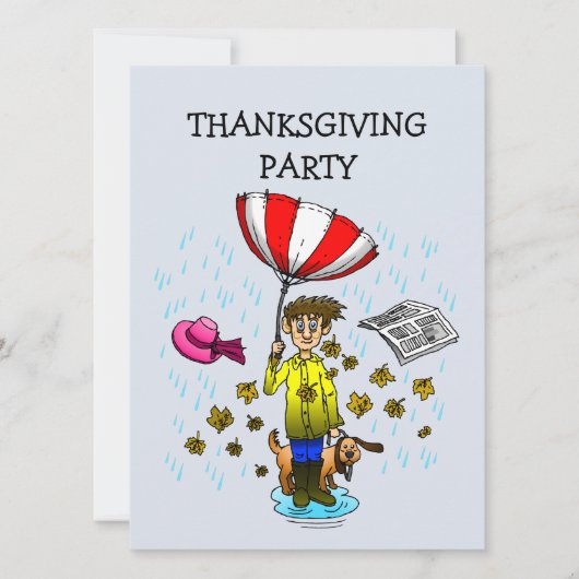 Jour de pluie sur une invitation de Thanksgiving (Devant)