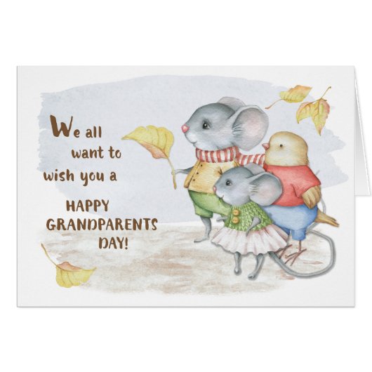 Jour des grands-parents souris et oiseaux du group (Devant horizontal)