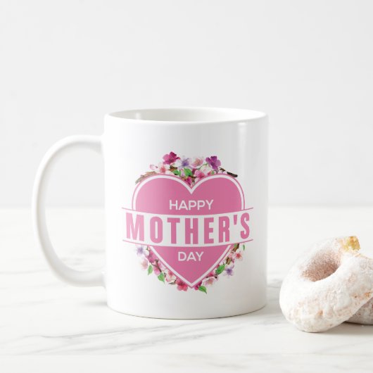 Jour des mères florales élégantes | Café Mug (Avec donut)
