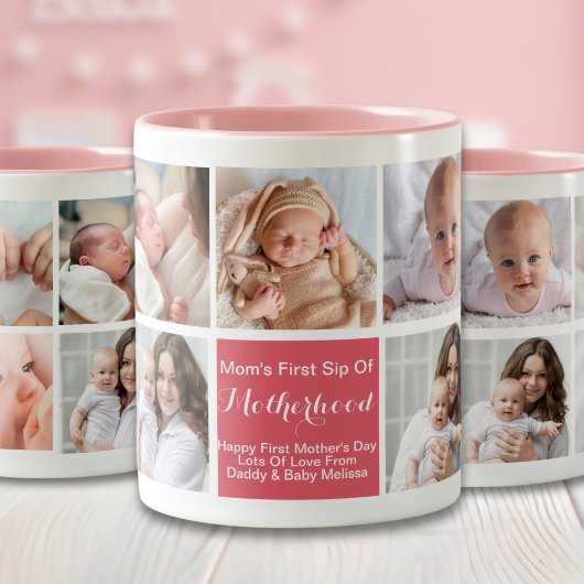 Jour des Mères - rose moderne Blush Photo Mug