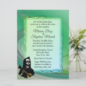 Jour des Mort Misty Green Wedding Invitations (Debout devant)