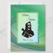 Jour des Mort Misty Green Wedding Invitations (Dos)