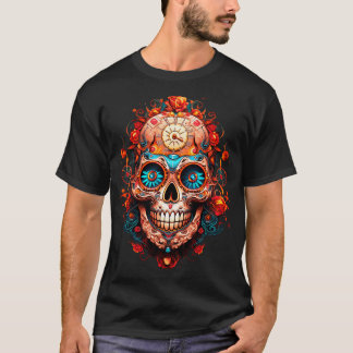 Jour des Morts Fête T-Shirt Manche Courte Noir