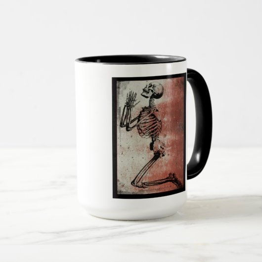 Jour des morts priant squelette Mug (Devant droit)