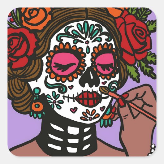 Jour des Stickers Morts main tiré Catrina (Devant)